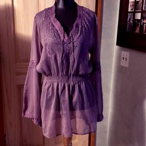 Bisou Bisou  FLIRTY PULL OVER SHEER SHIRT